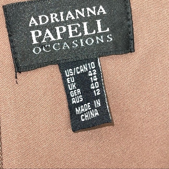 Adrianna Papell Occasions Flutter Sleeve Tiered Chiffon Gown Brown 10 - Picture 15 of 17